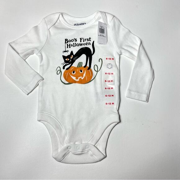 Old Navy Boo's First Halloween  Long Sleeve Onesie Sz 6-12 M - Picture 1 of 7